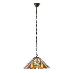 Luminosa Lighting Luminosa Hector 1 Light Medium Ceiling Pendant Dark Bronze, Tiffany Glass, E27 - thumbnail 2