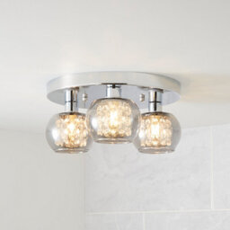 GoodHome Arles Gloss Glass & Steel Chrome & Smoked Glass Effect 3 Lamp Ceiling Light - Refurbished - thumbnail 1
