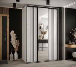 Arte Elegant White Cannes Vii Sliding Wardrobe H2050mm W1600mm D600mm With Customisable Black Steel Handles - thumbnail 2