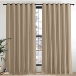Ameha Plain Thermal Thick Blackout Eyelet Curtain Ready Made Ring Top Cream Curtain Pair 90''x108'' Home Decor Uk