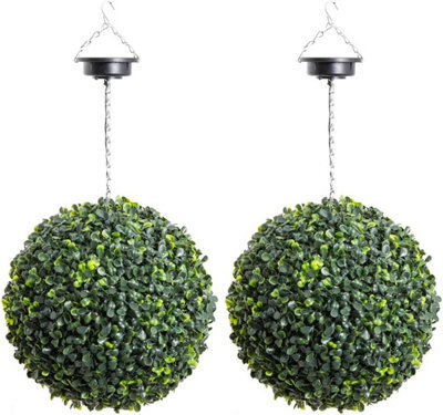 Primrose Pair Of 28Cm Solar Powered Led Artificial Topiary Ball 'the Little Buxus Ball' - image 1