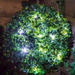 Primrose Pair Of 28Cm Solar Powered Led Artificial Topiary Ball 'the Little Buxus Ball' - thumbnail 3