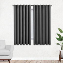 Bedlooms Dark Grey Thermal Insulated Blackout Window Eyelet Curtain (Pair) 46 X 54 Inches With Tie Backs Two - thumbnail 1