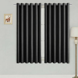 Bedlooms Dark Grey Thermal Insulated Blackout Window Eyelet Curtain (Pair) 46 X 54 Inches With Tie Backs Two - thumbnail 2