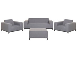 Beliani 5-Seater Grey Outdoor Sofa Set With Ottoman - Weather-Resistant Fabric, Aluminium Frame, Modular Seating - thumbnail 3