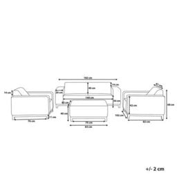 Beliani 5-Seater Grey Outdoor Sofa Set With Ottoman - Weather-Resistant Fabric, Aluminium Frame, Modular Seating - thumbnail 4
