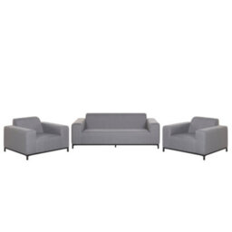 Beliani 5-Seater Grey Outdoor Sofa Set With Ottoman - Weather-Resistant Fabric, Aluminium Frame, Modular Seating - thumbnail 5