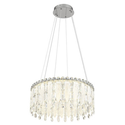 Luminosa Lighting Luminosa Klunka 59.5Cm Pendant Ceiling Light Chrome K5 Crystals Led Dimmable 2700-6000K Remote Control - image 1
