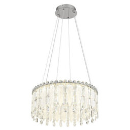 Luminosa Lighting Luminosa Klunka 59.5Cm Pendant Ceiling Light Chrome K5 Crystals Led Dimmable 2700-6000K Remote Control - thumbnail 1
