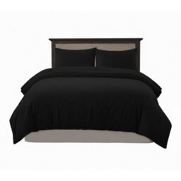 Embossed Stripe Duvet Cover Soft Microfibre Bedding With Pillowcases Black - thumbnail 2