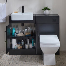 Homestylestore 1050mm Black Grey Bathroom Combination Vanity Unit With Toilet Pan And Black T Bar Handle - thumbnail 1