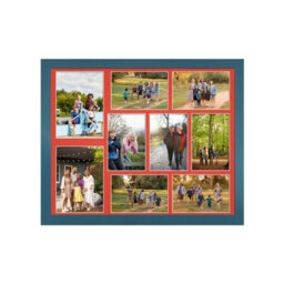 AK Frames 20X16 Navy Blue Sleek Multi Photo Frame With Poppy Red Mount - Holds 9 Apertures (2X) 7X5, (7X) 6X4 Photos - thumbnail 1