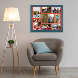 AK Frames 20X16 Navy Blue Sleek Multi Photo Frame With Poppy Red Mount - Holds 9 Apertures (2X) 7X5, (7X) 6X4 Photos - thumbnail 3