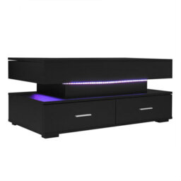 Btm Hydraulic Lift Top Coffee Table Black With Led Lights Two Drawers And Storage For Living Room - thumbnail 9