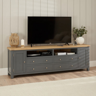 The Furniture Market Marbury Slate Grey Painted Xxl Widescreen Tv Unit Stand Up To 100 Tv Size - image 1