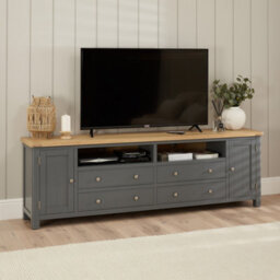 The Furniture Market Marbury Slate Grey Painted Xxl Widescreen Tv Unit Stand Up To 100 Tv Size - thumbnail 1