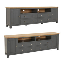 The Furniture Market Marbury Slate Grey Painted Xxl Widescreen Tv Unit Stand Up To 100 Tv Size - thumbnail 4
