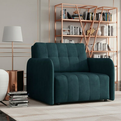 Viva Grand I Upholstered Sofa Bed With Wavy Spring Wooden Legs Wooden Frame Freestanding Backrest 85X95X98Cm Turquoise - image 1