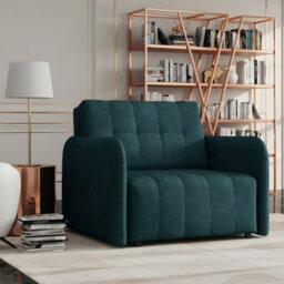 Viva Grand I Upholstered Sofa Bed With Wavy Spring Wooden Legs Wooden Frame Freestanding Backrest 85X95X98Cm Turquoise