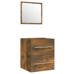 Berkfield Sink Cabinet With Built-In Basin Smoked Oak Engineered Wood - thumbnail 8