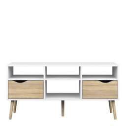 Furniture To Go Oslo Tv Unit Wide 2 Drawers 4 Shelves In White And Oak - thumbnail 2