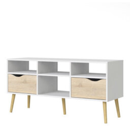 Furniture To Go Oslo Tv Unit Wide 2 Drawers 4 Shelves In White And Oak - thumbnail 3