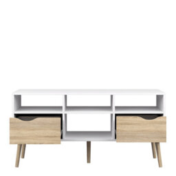 Furniture To Go Oslo Tv Unit Wide 2 Drawers 4 Shelves In White And Oak - thumbnail 4