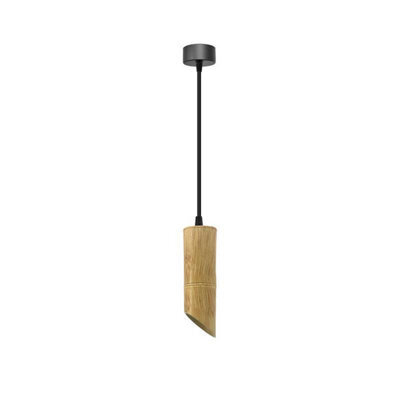 Modern Bamboo Tube Pendant Light, 22.5Cm Minimalist Cylinder Hanging Lamp  Ledsone Gu10 Ceiling Fixture For Nordic Decor - image 1