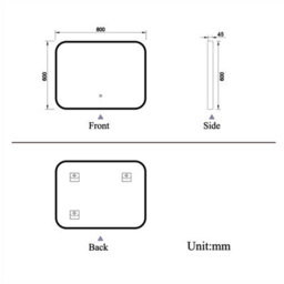 AVER-GROWTH 80X60Cm Black Frame Led Bathroom Mirror With 3 Color Lights Touch Switch Wall Mounted Illuminated Mirror Vertical Horizontal - thumbnail 7
