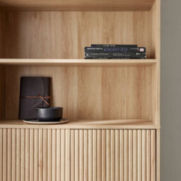 2-Door Bookcase With Wooden Decor And Metal Natural - Sweeek - thumbnail 3