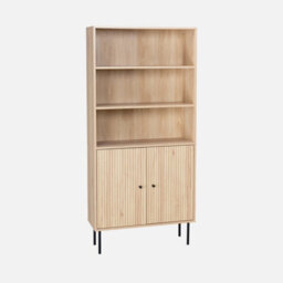2-Door Bookcase With Wooden Decor And Metal Natural - Sweeek - thumbnail 5