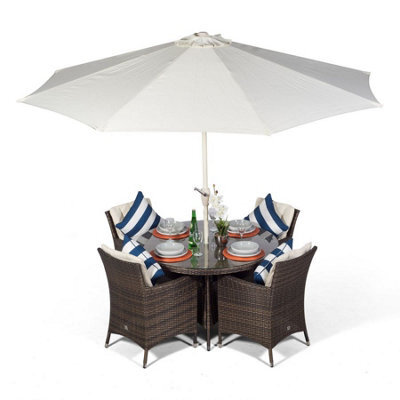 That's Furniture Savannah Round 4 Seater Rattan Patio Dining Set - Brown - image 1