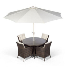 That's Furniture Savannah Round 4 Seater Rattan Patio Dining Set - Brown - thumbnail 5
