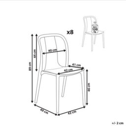 Beliani Set Of 8 Garden Chairs Spezia White - thumbnail 3