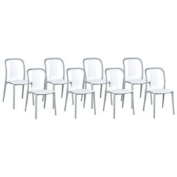 Beliani Set Of 8 Garden Chairs Spezia White - thumbnail 1
