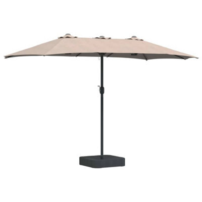 Berkfield Modern Garden Parasol Taupe 385 X 209 X 244 Cm Fabric - image 1