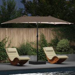 Berkfield Modern Garden Parasol Taupe 385 X 209 X 244 Cm Fabric - thumbnail 2