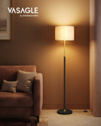 Vasagle Living Room Floor Lamp, 140-170Cm Adjustable Height, Gold And Black With Foot Switch - thumbnail 1