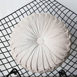 Living And Home Beige Round Velvet Throw Pillow Sofa Cushion 45Cm - thumbnail 2