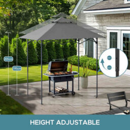 Sunjoy 2.56X1.6 M Grill Gazebo Double Tier Canopy With Magnetic Led Light, Adjustable Height, Gray - thumbnail 3