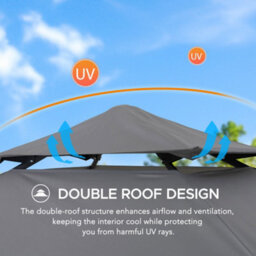 Sunjoy 2.56X1.6 M Grill Gazebo Double Tier Canopy With Magnetic Led Light, Adjustable Height, Gray - thumbnail 2
