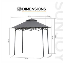 Sunjoy 2.56X1.6 M Grill Gazebo Double Tier Canopy With Magnetic Led Light, Adjustable Height, Gray - thumbnail 9