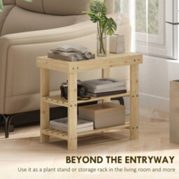Homcom 3-Tier Bamboo Shoe Bench With 2 Shelves For Entryway, Wood Finish - thumbnail 6