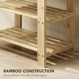 Homcom 3-Tier Bamboo Shoe Bench With 2 Shelves For Entryway, Wood Finish - thumbnail 7