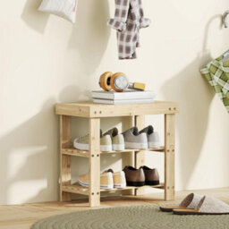 Homcom 3-Tier Bamboo Shoe Bench With 2 Shelves For Entryway, Wood Finish - thumbnail 1