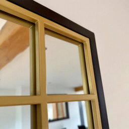 Jōbū Jobu Home - Aimi - Full Length Black & Gold Metal Rectangle Window Mirror - 180Cm X 105Cm - thumbnail 4