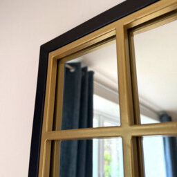 Jōbū Jobu Home - Aimi - Full Length Black & Gold Metal Rectangle Window Mirror - 180Cm X 105Cm - thumbnail 5