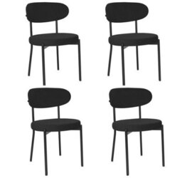 Oira Homes Modern 4 Seater Dining Table Set With Round Glass Dining Table And 4 Black Velvet Chairs - thumbnail 4
