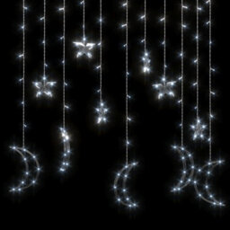 Berkfield Star And Moon Fairy Lights Remote Control 138 Led Cold White - thumbnail 4