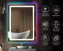 Belofay 500 X 700 mm Bathroom Led Mirror, Rgb Lights, Wall Mounted, Toughened Glass, Touch Control - thumbnail 2